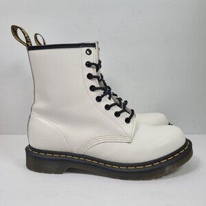 Dr. Martens Women's White Smooth Leather Lace-Up Boots 11821 US Size 9